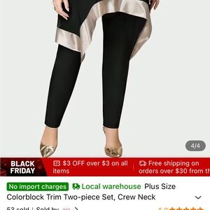 Elegant Black and Cream Two-Piece Pantsuit